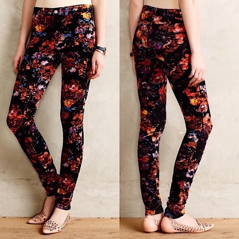 NWOT ANTHROPOLOGIE Pilcro Serif floral corduroy skinny pants 27 new without tags
